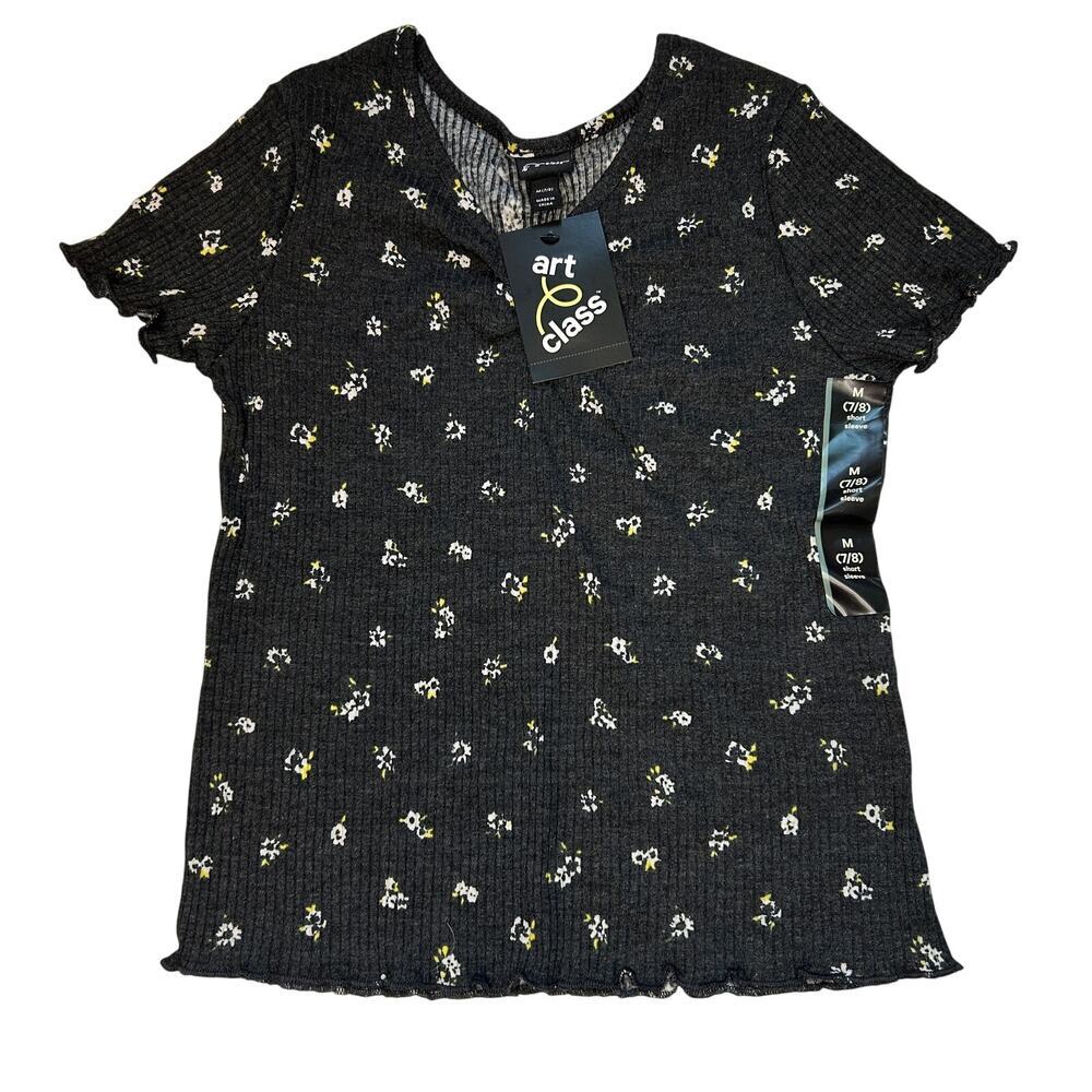 NWT Art Class Girls Floral Smocked Edge Top M (7/8)